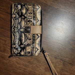 Clutch with wrist strap